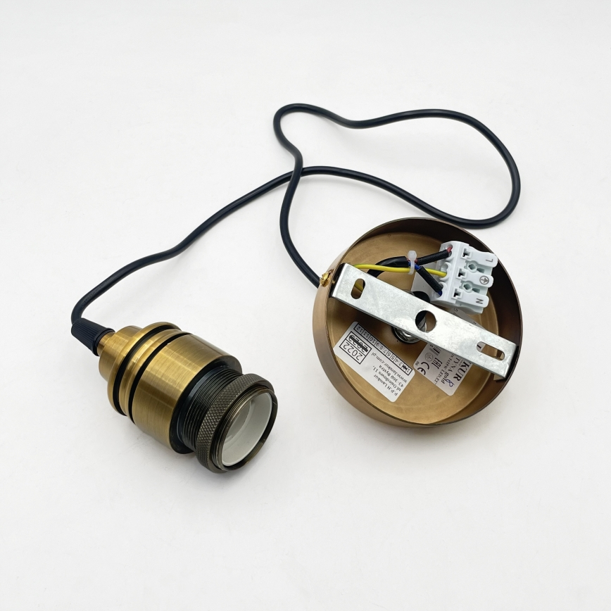 Suspension sur câble MILOU 1xE27/15W/230V dorée / beige fumée