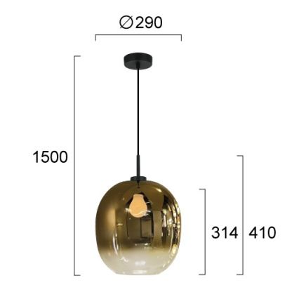 Suspension sur câble MIRROR 1xE27/14W/230V, finition or fumé