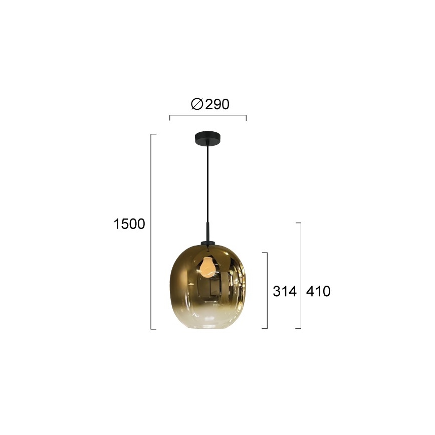 Suspension sur câble MIRROR 1xE27/14W/230V, finition or fumé