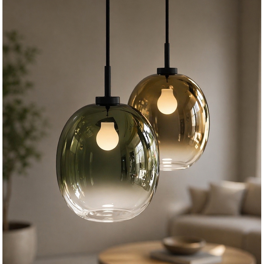 Suspension sur câble MIRROR 1xE27/14W/230V vert fumé