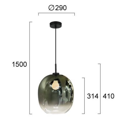 Suspension sur câble MIRROR 1xE27/14W/230V vert fumé