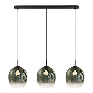 Suspension sur câble MIRROR 3xE27/14W/230V noir fumé