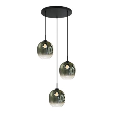 Suspension sur câble MIRROR 3xE27/14W/230V vert fumé