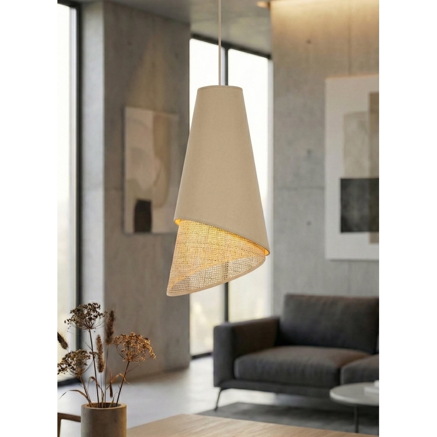Suspension sur câble MODA 1xE27/15W/230V beige/rotin