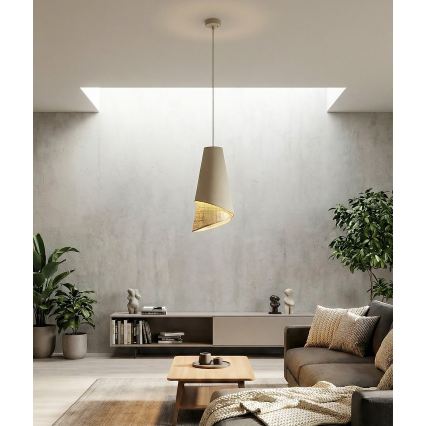 Suspension sur câble MODA 1xE27/15W/230V beige/rotin