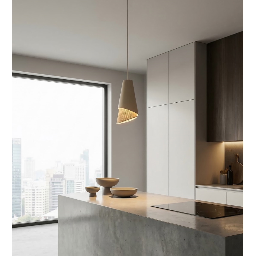 Suspension sur câble MODA 1xE27/15W/230V beige/rotin