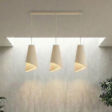 Suspension sur câble MODA 3xE27/15W/230V beige/rotin