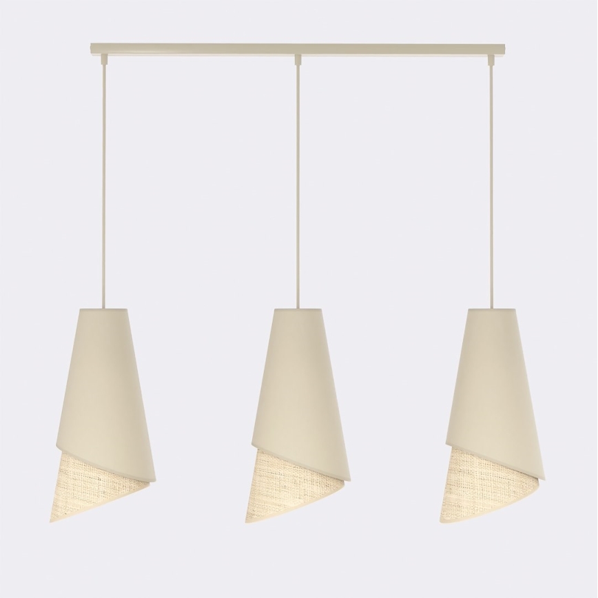 Suspension sur câble MODA 3xE27/15W/230V beige/rotin