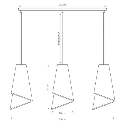 Suspension sur câble MODA 3xE27/15W/230V beige/rotin