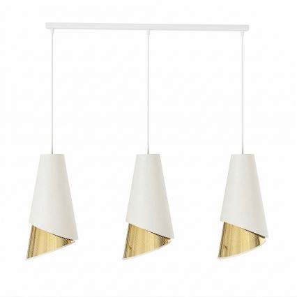 Suspension sur câble MODA 3xE27/15W/230V blanche/dorée