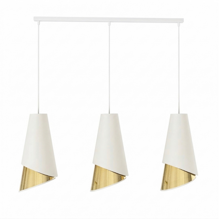 Suspension sur câble MODA 3xE27/15W/230V blanche/dorée