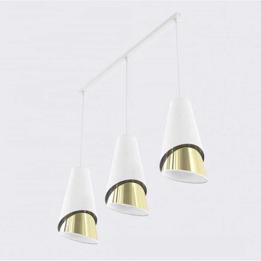 Suspension sur câble MODA 3xE27/15W/230V blanche/dorée