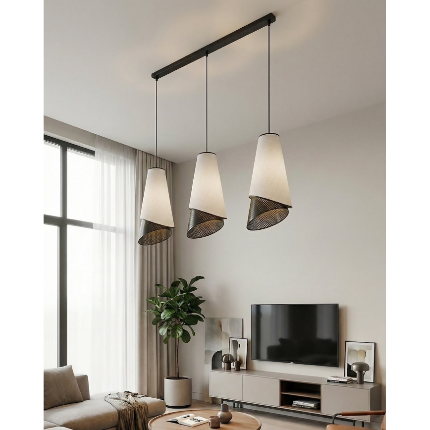 Suspension sur câble MODA 3xE27/15W/230V gris/noir