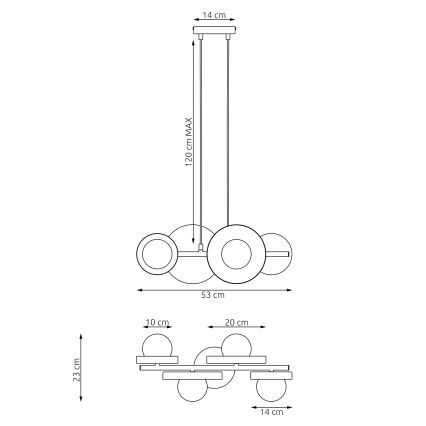 Suspension sur câble MODEL 4xG9/8W/230V blanche
