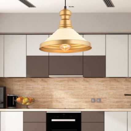 Suspension sur câble MONZA 1xE27/40W/230V Ø 30 cm crème/doré
