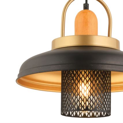 Suspension sur câble MONZA 1xE27/40W/230V Ø 32 cm noir/doré