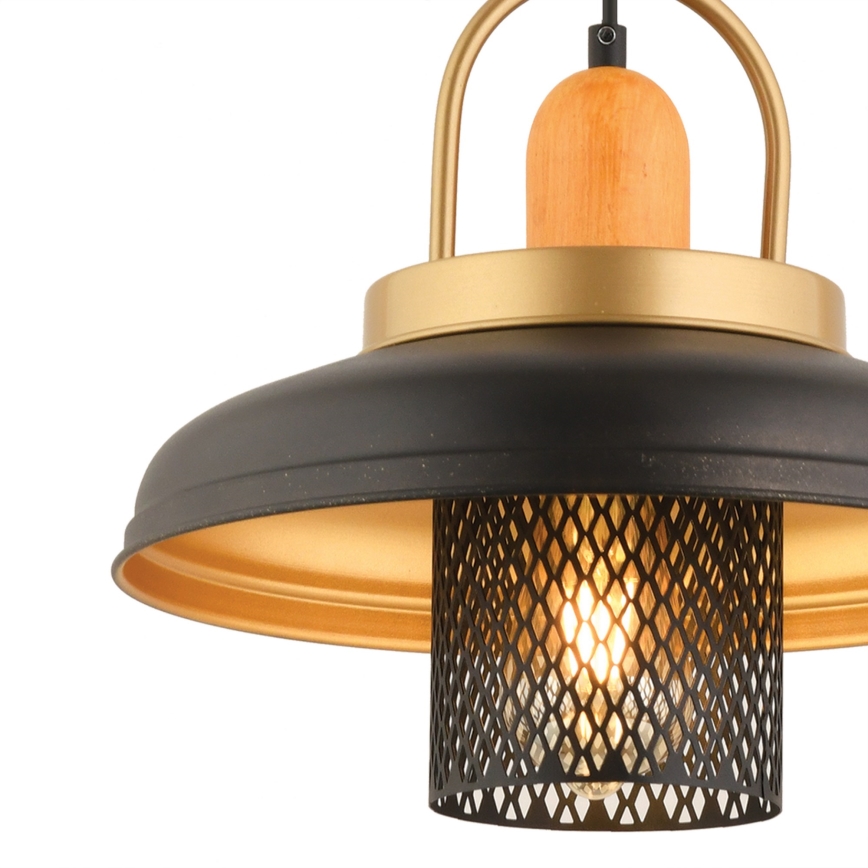 Suspension sur câble MONZA 1xE27/40W/230V Ø 32 cm noir/doré