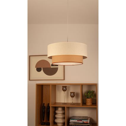 Suspension sur câble NATIA 1xE27/60W/230V Ø 45 cm blanc/marron