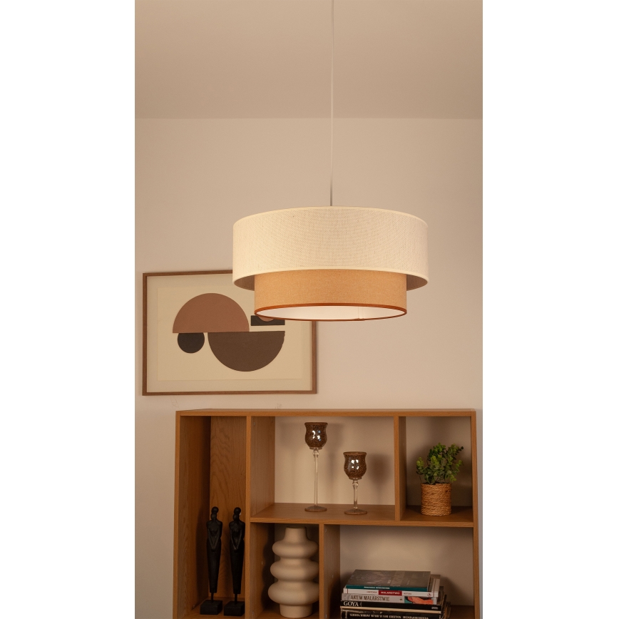 Suspension sur câble NATIA 1xE27/60W/230V Ø 45 cm blanc/marron