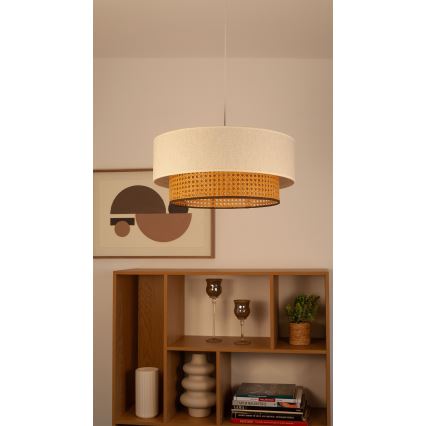 Suspension sur câble NATIA 1xE27/60W/230V Ø 45 cm blanc/marron