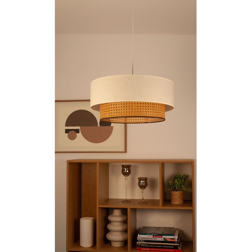 Suspension sur câble NATIA 1xE27/60W/230V Ø 45 cm blanc/marron