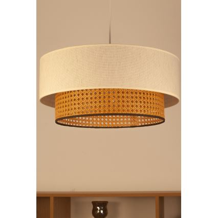 Suspension sur câble NATIA 1xE27/60W/230V Ø 45 cm blanc/marron