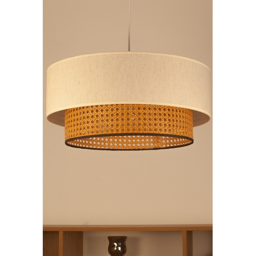 Suspension sur câble NATIA 1xE27/60W/230V Ø 45 cm blanc/marron