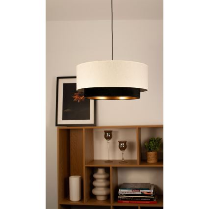 Suspension sur câble NATIA 1xE27/60W/230V Ø 45 cm blanc/noir