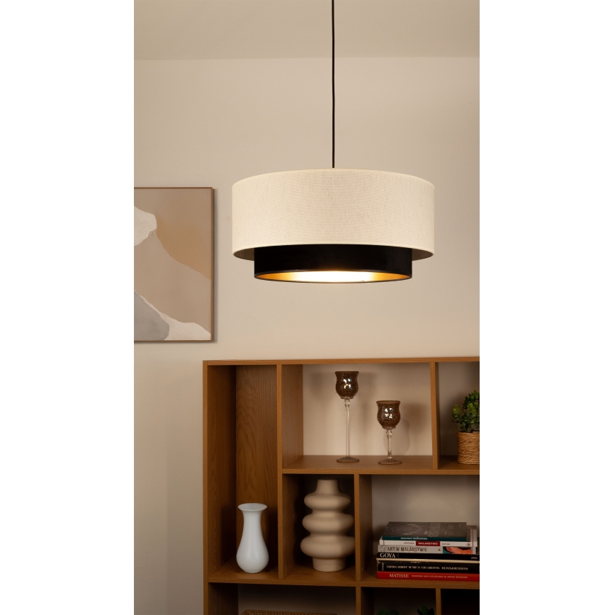 Suspension sur câble NATIA 1xE27/60W/230V Ø 45 cm blanc/noir