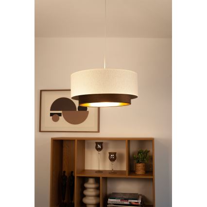Suspension sur câble NATIA 1xE27/60W/230V Ø 45 cm blanche/marron