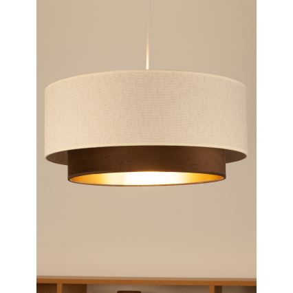 Suspension sur câble NATIA 1xE27/60W/230V Ø 45 cm blanche/marron