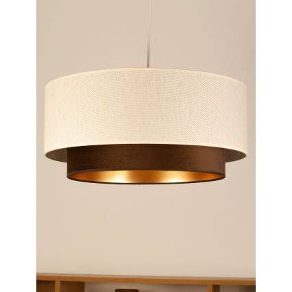 Suspension sur câble NATIA 1xE27/60W/230V Ø 45 cm blanche/marron