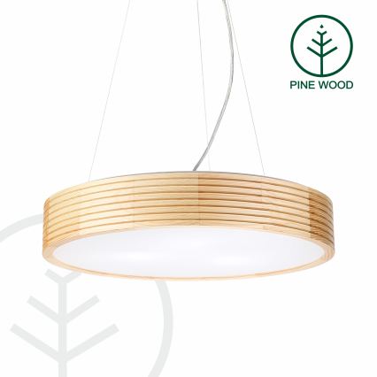 Suspension sur câble NATURAL MODERN 3xE27/15W/230V Ø 47,5 cm en pin