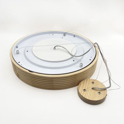 Suspension sur câble NATURAL MODERN 3xE27/15W/230V Ø 47,5 cm en pin