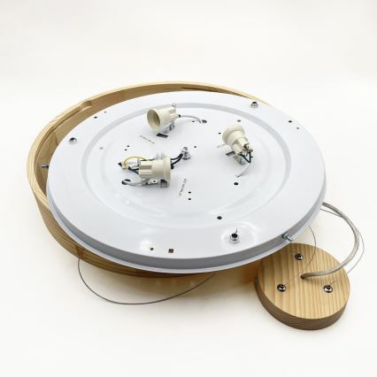 Suspension sur câble NATURAL MODERN 3xE27/15W/230V Ø 47,5 cm en pin
