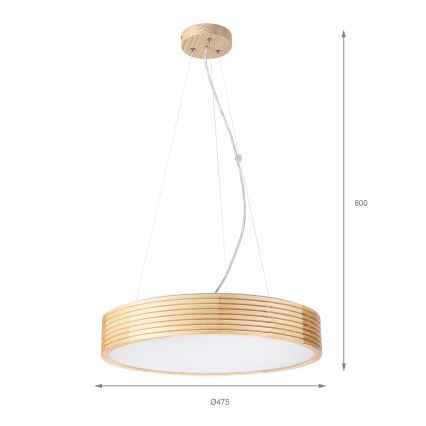 Suspension sur câble NATURAL MODERN 3xE27/15W/230V Ø 47,5 cm en pin