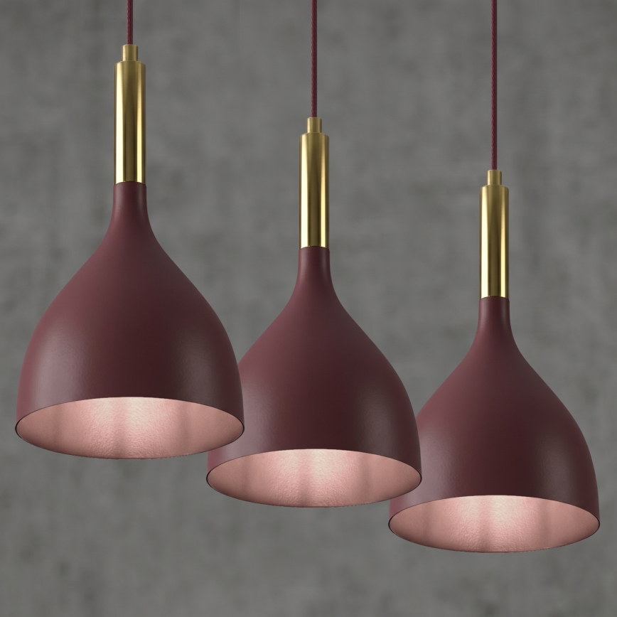 Suspension sur câble NOAK 3xE27/15W/230V bordeaux