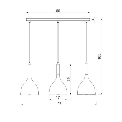 Suspension sur câble NOAK 3xE27/15W/230V bordeaux