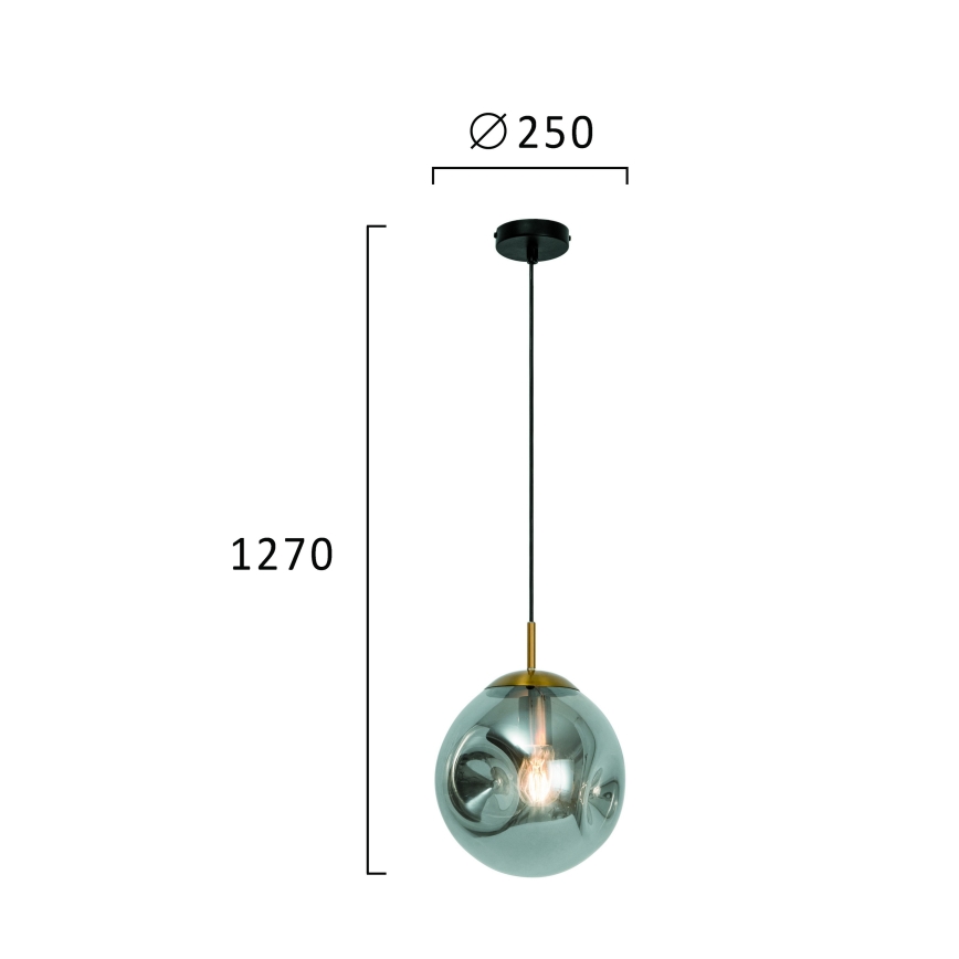Suspension sur câble OSCAR 1xE27/40W/230V noir fumé