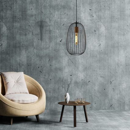 Suspension sur câble OVELLA 1xE27/15W/230V Ø 25 cm noir/pin