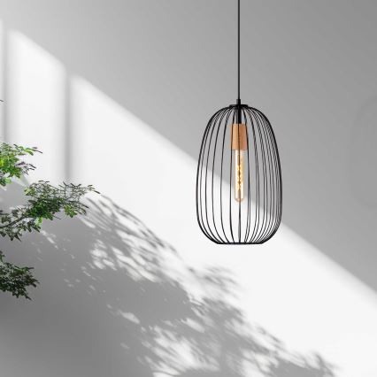 Suspension sur câble OVELLA 1xE27/15W/230V Ø 25 cm noir/pin