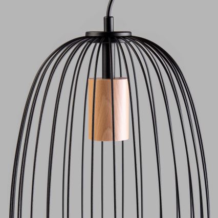 Suspension sur câble OVELLA 1xE27/15W/230V Ø 25 cm noir/pin