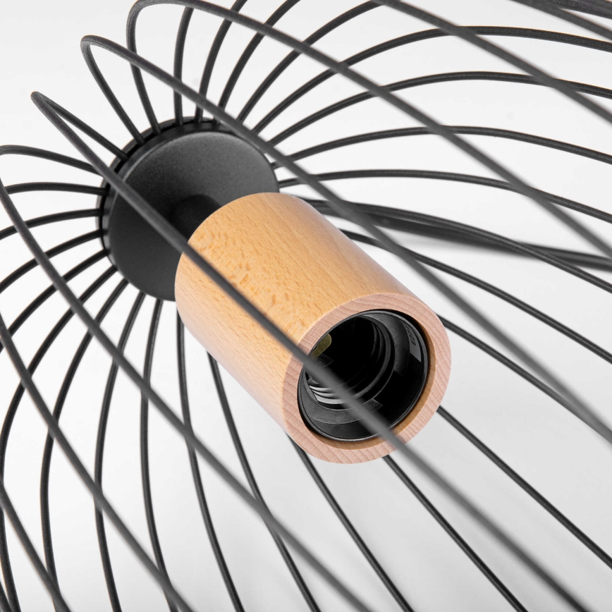 Suspension sur câble OVELLA 1xE27/15W/230V Ø 25 cm noir/pin
