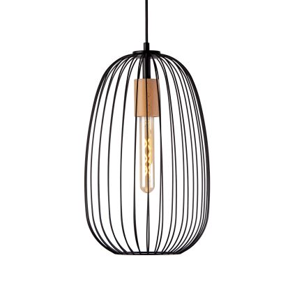 Suspension sur câble OVELLA 1xE27/15W/230V Ø 25 cm noir/pin