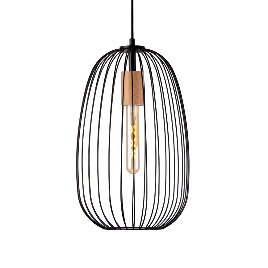 Suspension sur câble OVELLA 1xE27/15W/230V Ø 25 cm noir/pin