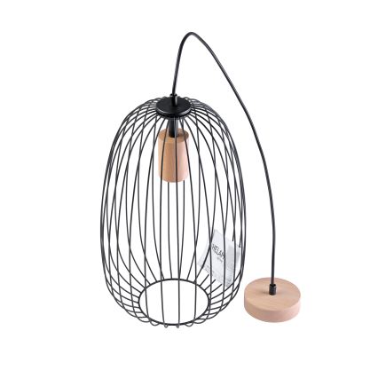 Suspension sur câble OVELLA 1xE27/15W/230V Ø 25 cm noir/pin