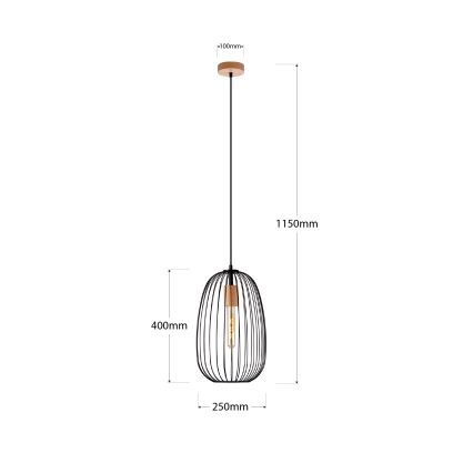 Suspension sur câble OVELLA 1xE27/15W/230V Ø 25 cm noir/pin
