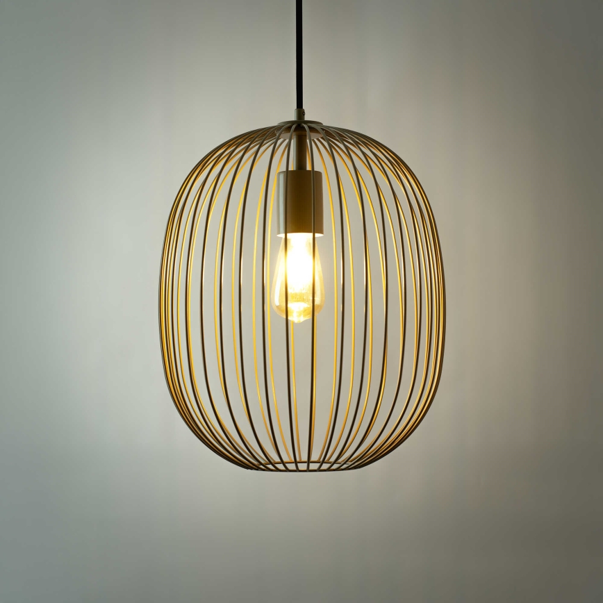 Suspension sur câble OVELLA 1xE27/15W/230V Ø 34 cm beige