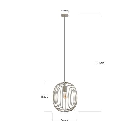 Suspension sur câble OVELLA 1xE27/15W/230V Ø 34 cm beige