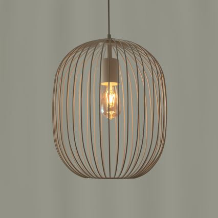 Suspension sur câble OVELLA 1xE27/15W/230V Ø 34 cm crème